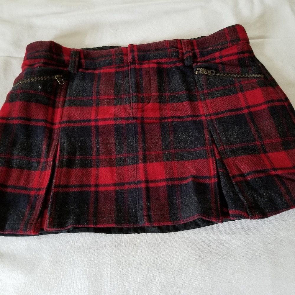 Wool Plaid  Short Skirt
